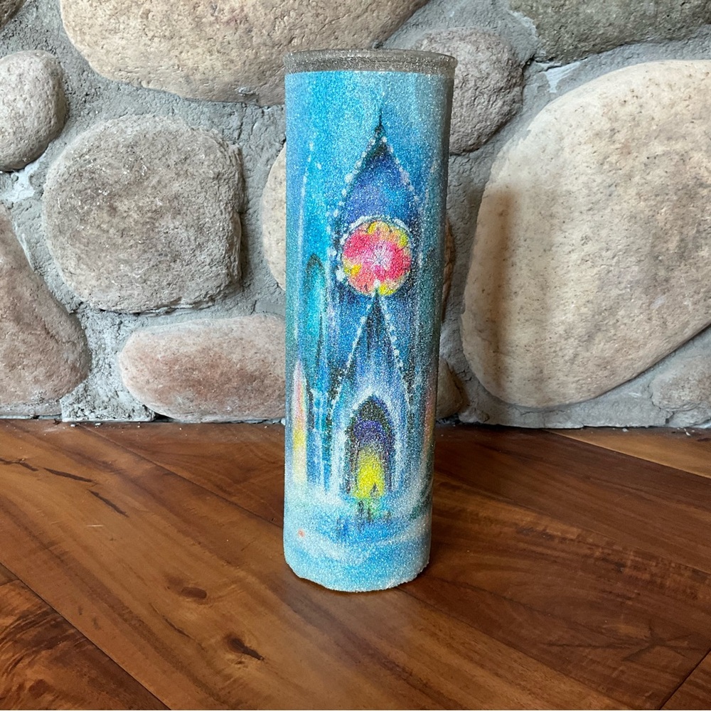 ✔️ Vintage Sugar Frosted Cathedral Pillar Candle
